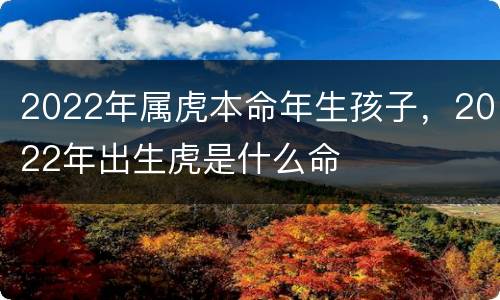 2022年属虎本命年生孩子，2022年出生虎是什么命