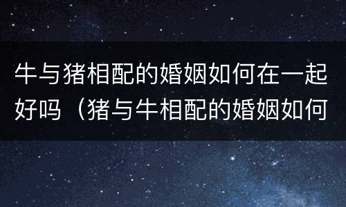 牛与猪相配的婚姻如何在一起好吗（猪与牛相配的婚姻如何 在一起好吗）