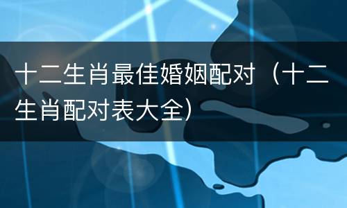 十二生肖最佳婚姻配对（十二生肖配对表大全）