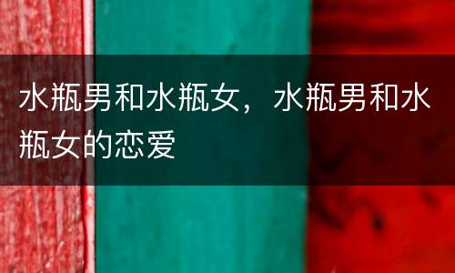 水瓶男和水瓶女，水瓶男和水瓶女的恋爱