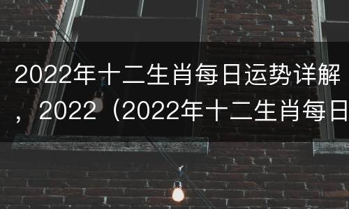 2022年十二生肖每日运势详解，2022（2022年十二生肖每日运势详解 书籍）