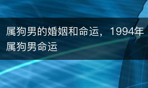 属狗男的婚姻和命运，1994年属狗男命运