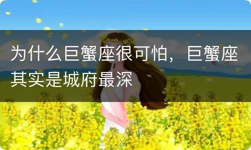 为什么巨蟹座很可怕，巨蟹座其实是城府最深