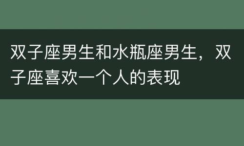 双子座男生和水瓶座男生，双子座喜欢一个人的表现