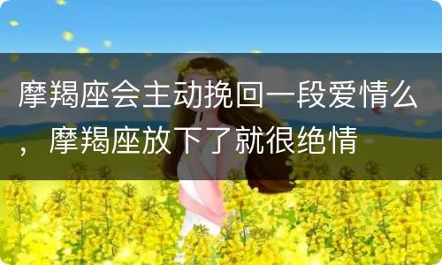 摩羯座会主动挽回一段爱情么，摩羯座放下了就很绝情