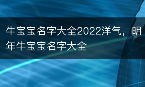 牛宝宝名字大全2022洋气，明年牛宝宝名字大全