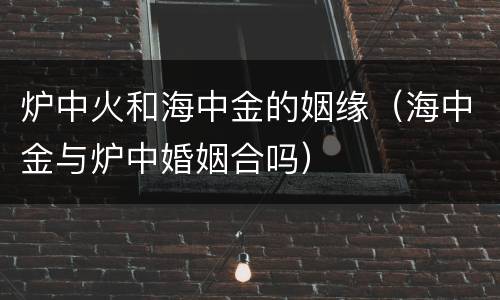 炉中火和海中金的姻缘（海中金与炉中婚姻合吗）