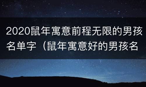 2020鼠年寓意前程无限的男孩名单字（鼠年寓意好的男孩名）