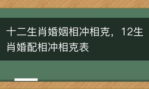 十二生肖婚姻相冲相克，12生肖婚配相冲相克表