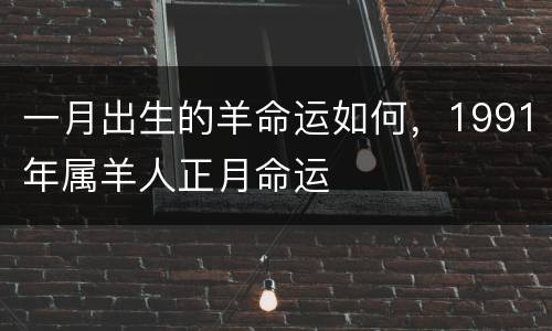 一月出生的羊命运如何，1991年属羊人正月命运
