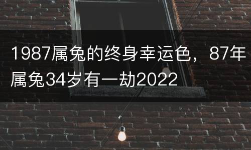 1987属兔的终身幸运色，87年属兔34岁有一劫2022