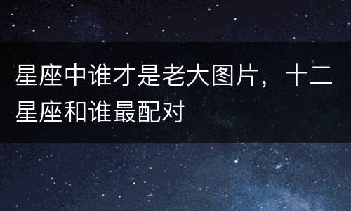 星座中谁才是老大图片，十二星座和谁最配对