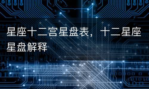 星座十二宫星盘表，十二星座星盘解释