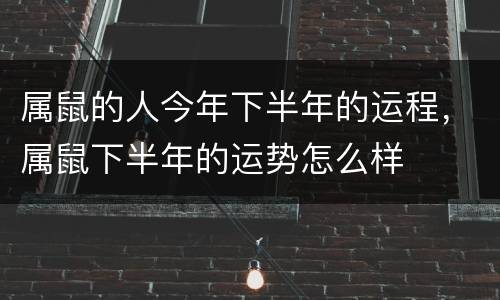 属鼠的人今年下半年的运程，属鼠下半年的运势怎么样