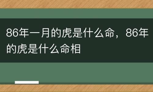 86年一月的虎是什么命，86年的虎是什么命相