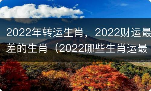 2022年转运生肖，2022财运最差的生肖（2022哪些生肖运最好）