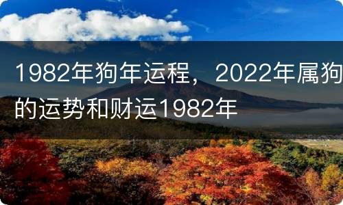 1982年狗年运程，2022年属狗的运势和财运1982年