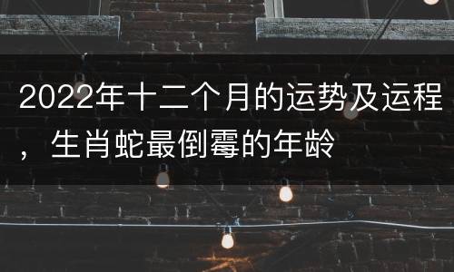 2022年十二个月的运势及运程，生肖蛇最倒霉的年龄