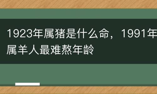 1923年属猪是什么命，1991年属羊人最难熬年龄