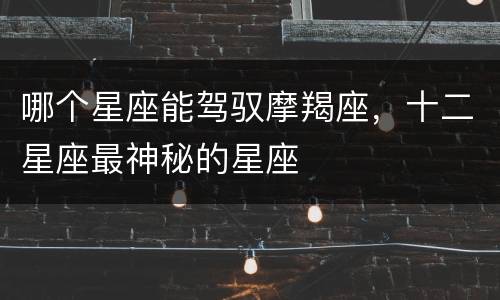 哪个星座能驾驭摩羯座，十二星座最神秘的星座