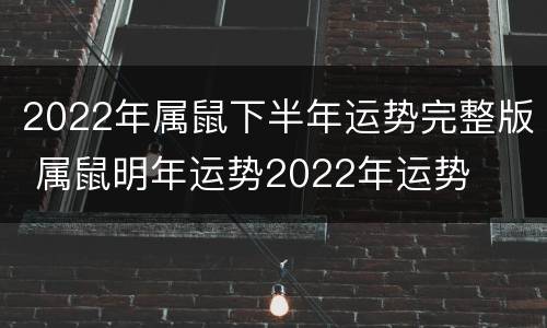 2022年属鼠下半年运势完整版 属鼠明年运势2022年运势