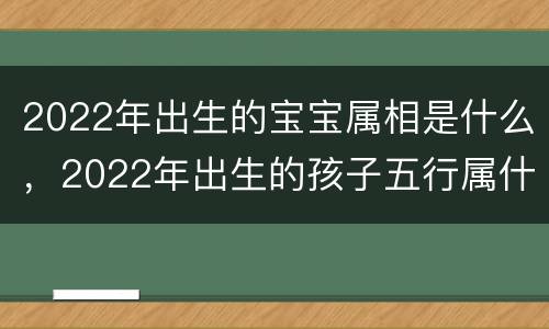 2022年出生的宝宝属相是什么，2022年出生的孩子五行属什么
