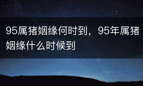 95属猪姻缘何时到，95年属猪姻缘什么时候到