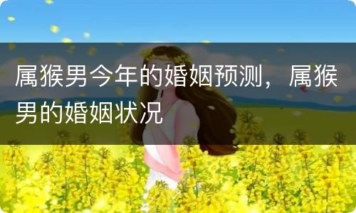 属猴男今年的婚姻预测，属猴男的婚姻状况