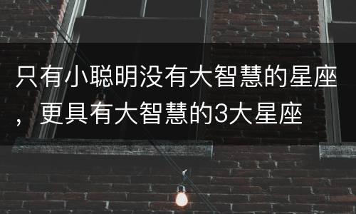 只有小聪明没有大智慧的星座，更具有大智慧的3大星座