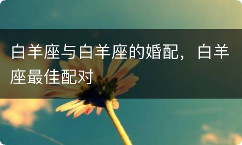 白羊座与白羊座的婚配，白羊座最佳配对