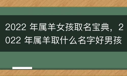 2022 年属羊女孩取名宝典，2022 年属羊取什么名字好男孩