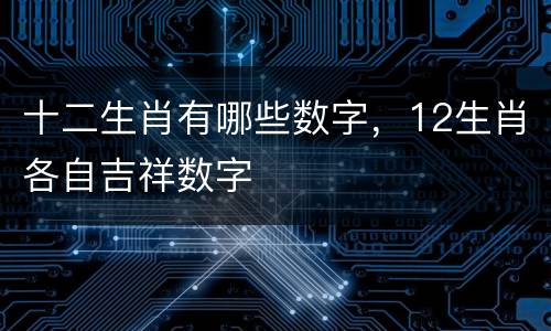 十二生肖有哪些数字，12生肖各自吉祥数字