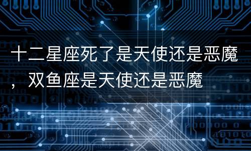 十二星座死了是天使还是恶魔，双鱼座是天使还是恶魔