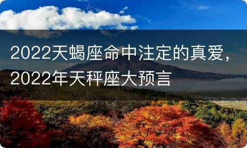 2022天蝎座命中注定的真爱，2022年天秤座大预言