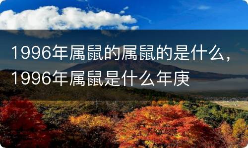 1996年属鼠的属鼠的是什么，1996年属鼠是什么年庚