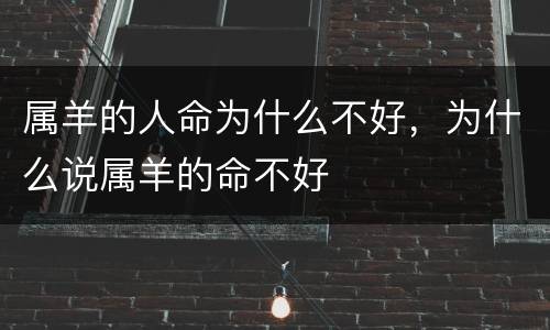 属羊的人命为什么不好，为什么说属羊的命不好