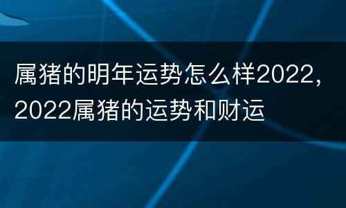 属猪的明年运势怎么样2022，2022属猪的运势和财运