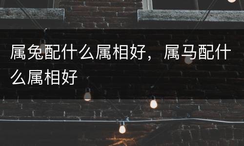 属兔配什么属相好，属马配什么属相好