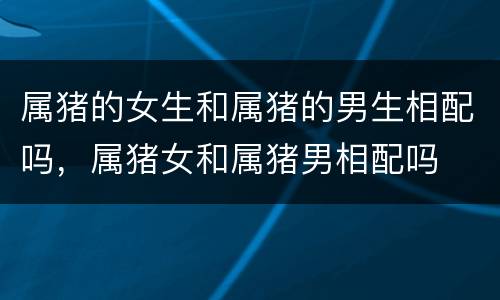属猪的女生和属猪的男生相配吗，属猪女和属猪男相配吗