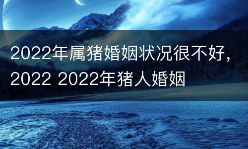 2022年属猪婚姻状况很不好，2022 2022年猪人婚姻