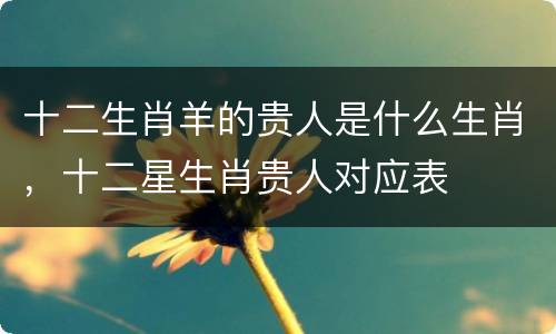 十二生肖羊的贵人是什么生肖，十二星生肖贵人对应表