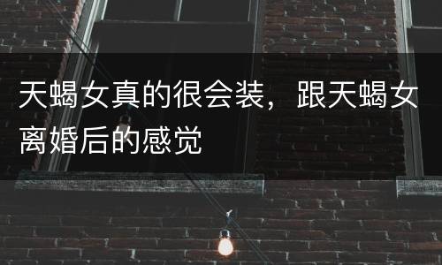 天蝎女真的很会装，跟天蝎女离婚后的感觉