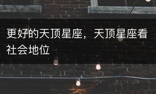 更好的天顶星座，天顶星座看社会地位