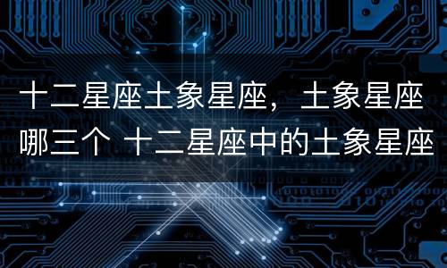 十二星座土象星座，土象星座哪三个 十二星座中的土象星座