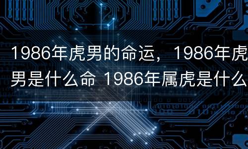 1986年虎男的命运，1986年虎男是什么命 1986年属虎是什么命运