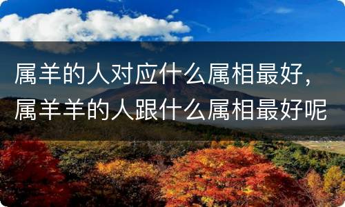 属羊的人对应什么属相最好，属羊羊的人跟什么属相最好呢？