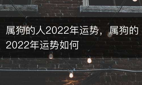 属狗的人2022年运势，属狗的2022年运势如何