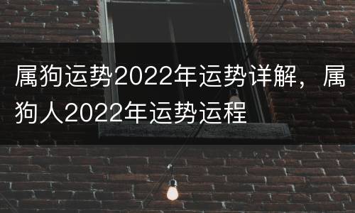 属狗运势2022年运势详解，属狗人2022年运势运程