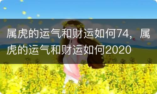 属虎的运气和财运如何74，属虎的运气和财运如何2020