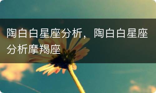 陶白白星座分析，陶白白星座分析摩羯座